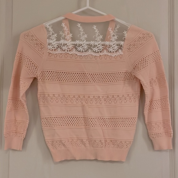 Pink Cardigan with Lace Detail - Picture 2 of 5
